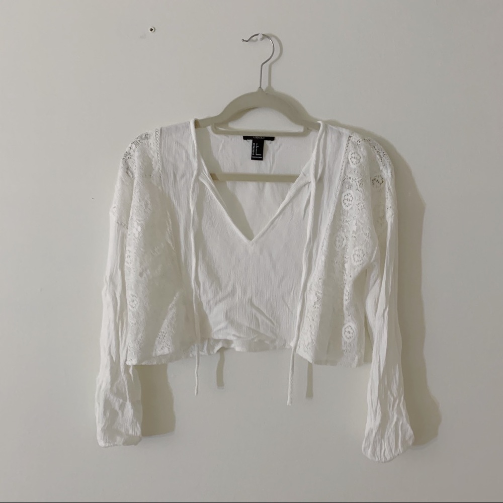 Cropped boho long sleeve top